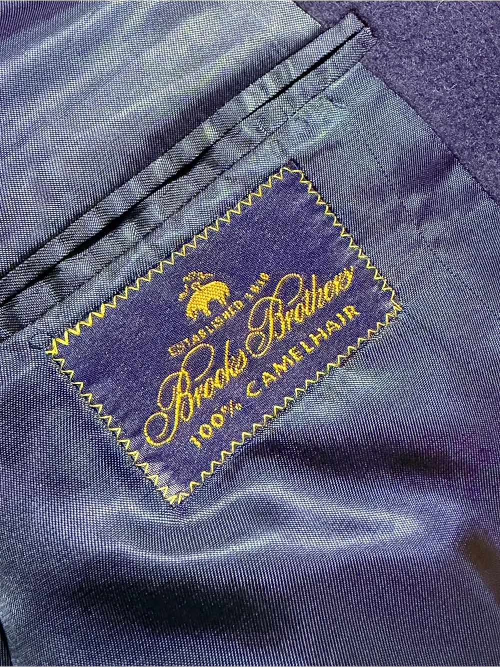 Brooks Brothers 100% Camel Hair Blazer Sport Coat Navy 42R Made in USA
